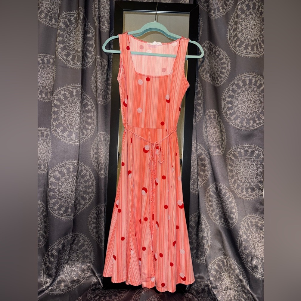 Superfox Peach & White Patterned Dress, Size XS.